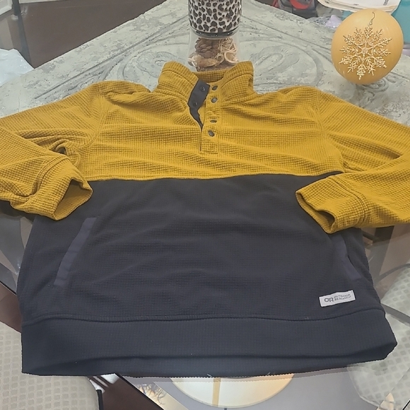 The Outdoor Research Men's Trail Mix Snap Pullover Medium Tapenade Black Upf30 - Picture 2 of 10